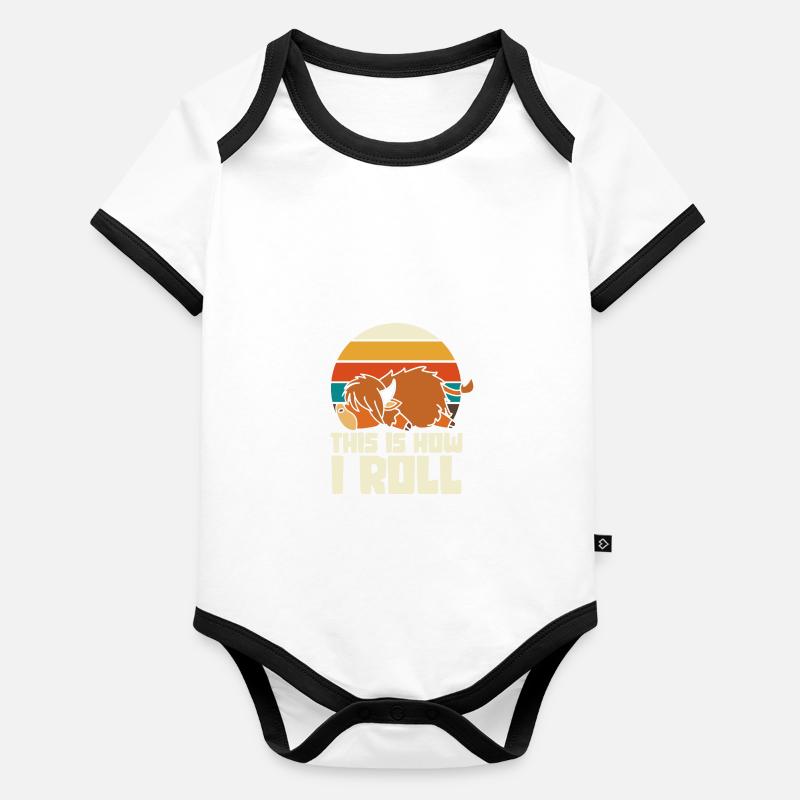Drôle de vache highland scottish cute cattle sp Body Bébé bio contrasté manches courtes