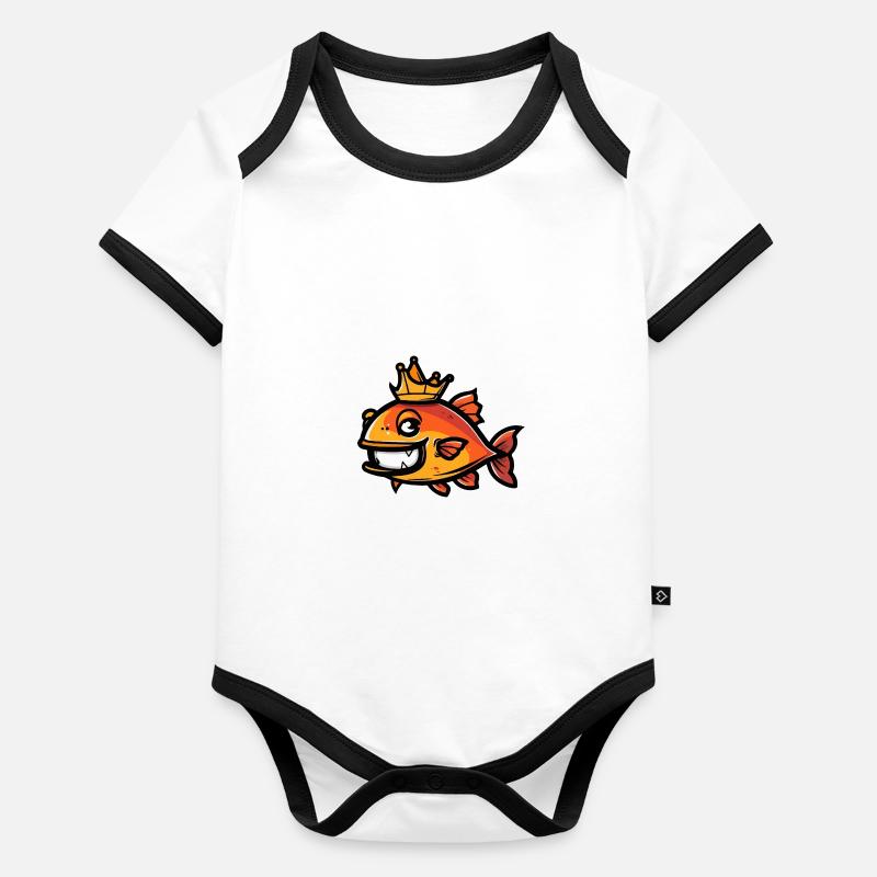 Couronne de bande dessinée de poisson piranha Body Bébé bio contrasté manches courtes