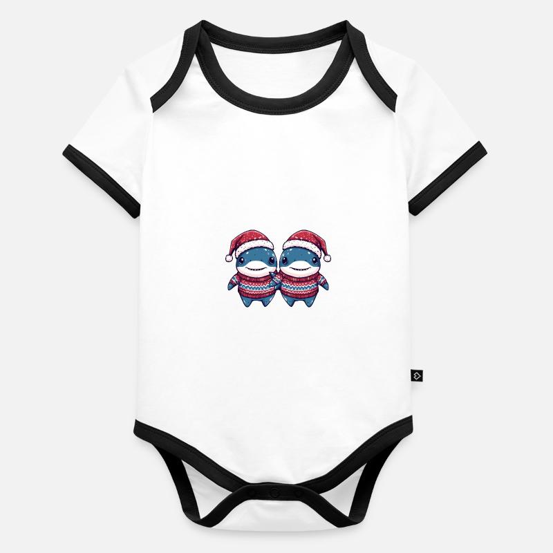 Shark Christmas Team Organic Baby Contrasting Bodysuit