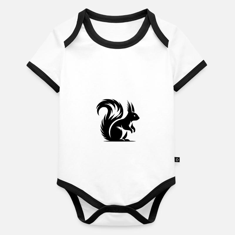 Petit écureuil mignon enfants dessin Body Bébé bio contrasté manches courtes