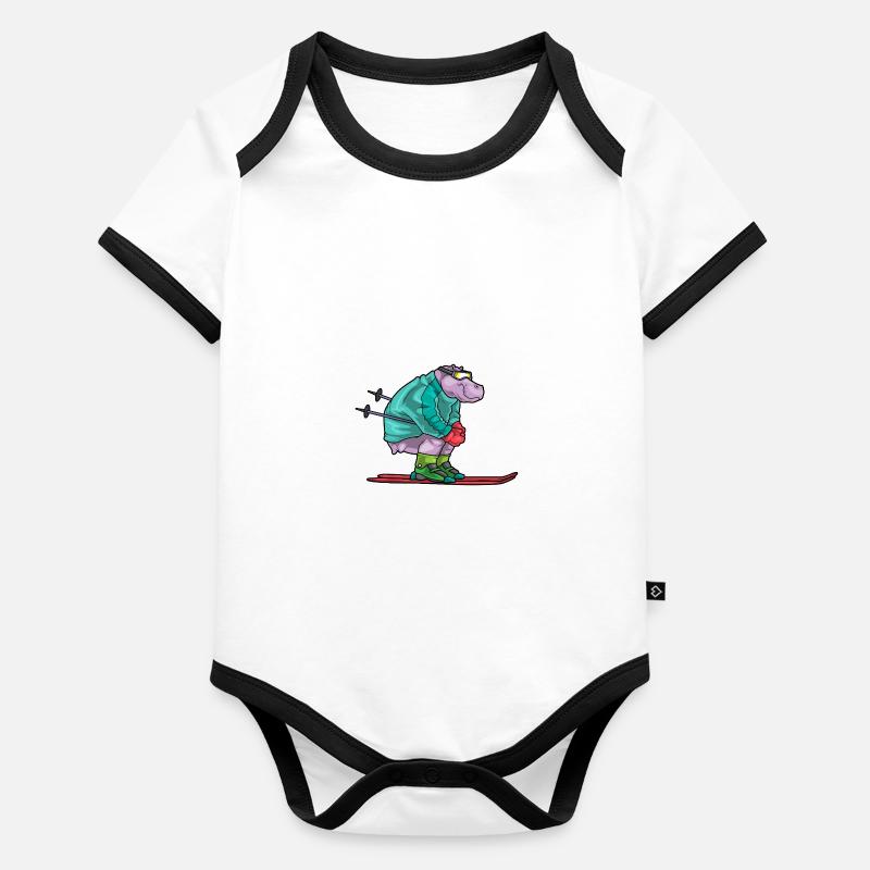 Nilpferd Skifahrer Skibrille Ski Baby Bio-Kurzarm-Kontrastbody