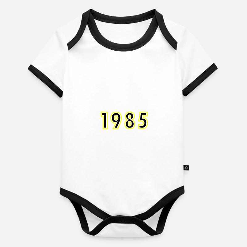 1985 Année Anniversaire Body Bébé bio contrasté manches courtes