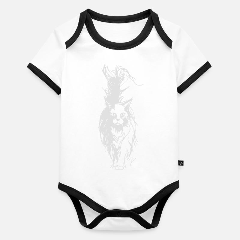 Maine Coon Blanc Body Bébé bio contrasté manches courtes
