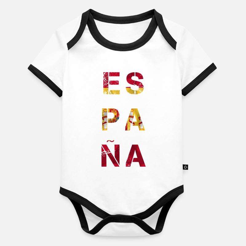 Espagne design. Body Bébé bio contrasté manches courtes