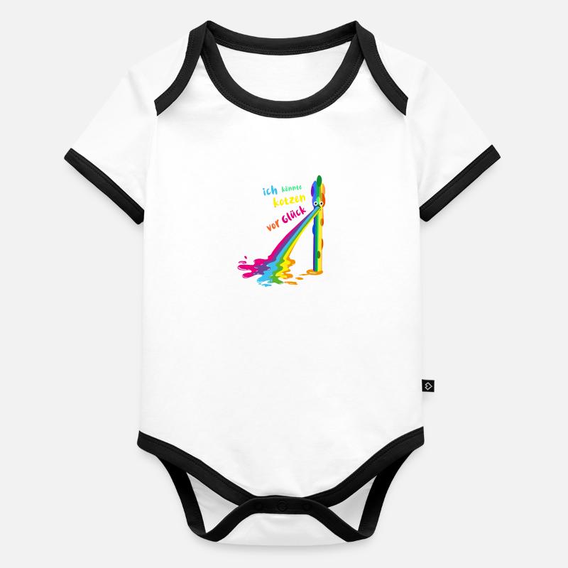 spargel, regenbogen,kotzender spargel, bunt Baby Bio-Kurzarm-Kontrastbody