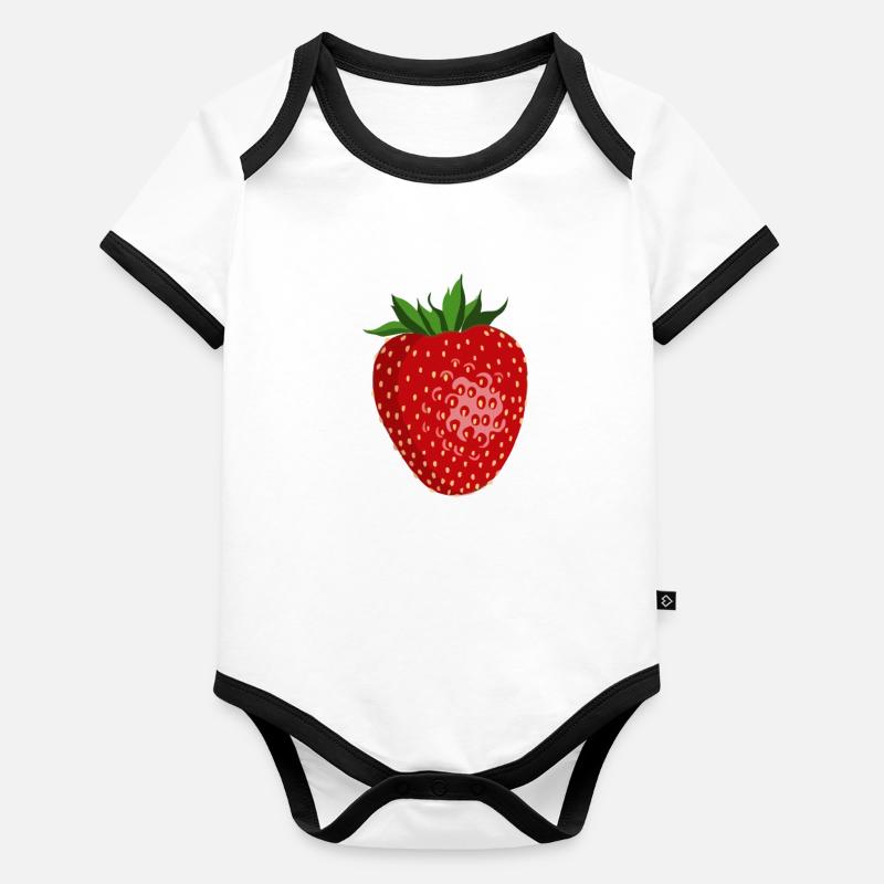 Fraise Body Bébé bio contrasté manches courtes