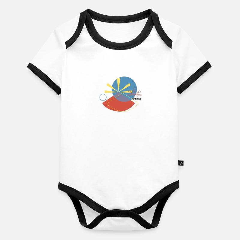 Drapeau Mahavéli, Ile de la Réunion 974 Body Bébé bio contrasté manches courtes