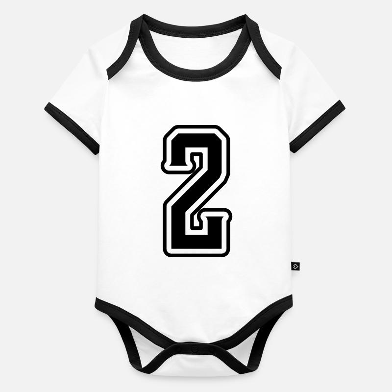 2 Number symbol Organic Baby Contrasting Bodysuit