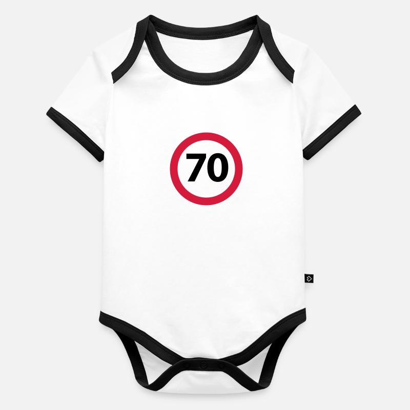 70 Anniversaire Body Bébé bio contrasté manches courtes