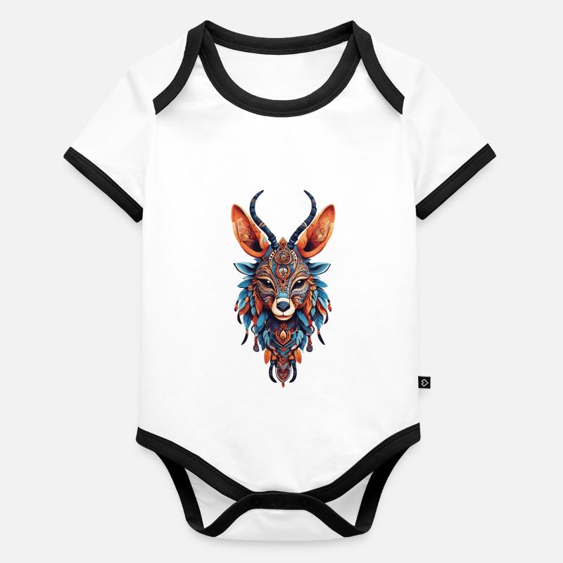 Conception de Mandala gazelle africaine Body Bébé bio contrasté manches courtes
