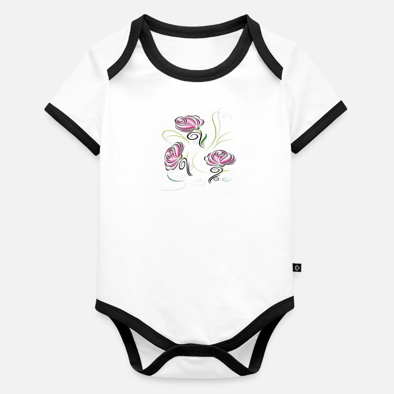 Rosen, Blumen, Garten Baby Bio-Kurzarm-Kontrastbody