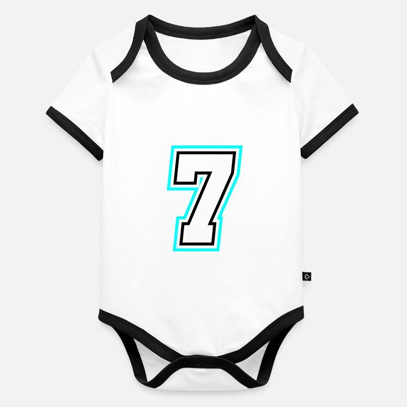 7 nombre symbole Body Bébé bio contrasté manches courtes