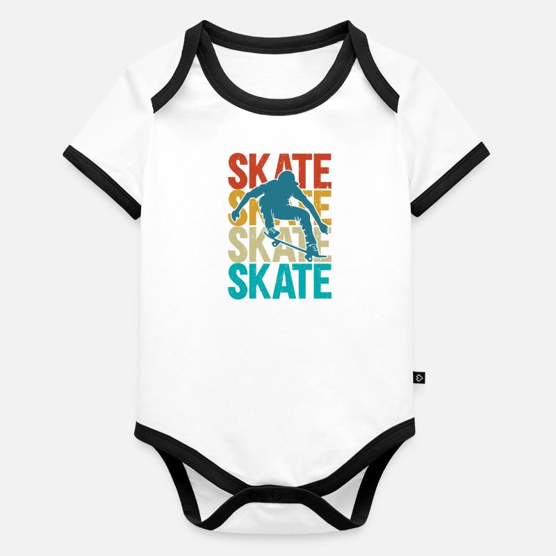 Skater Skateboard Body Bébé bio contrasté manches courtes