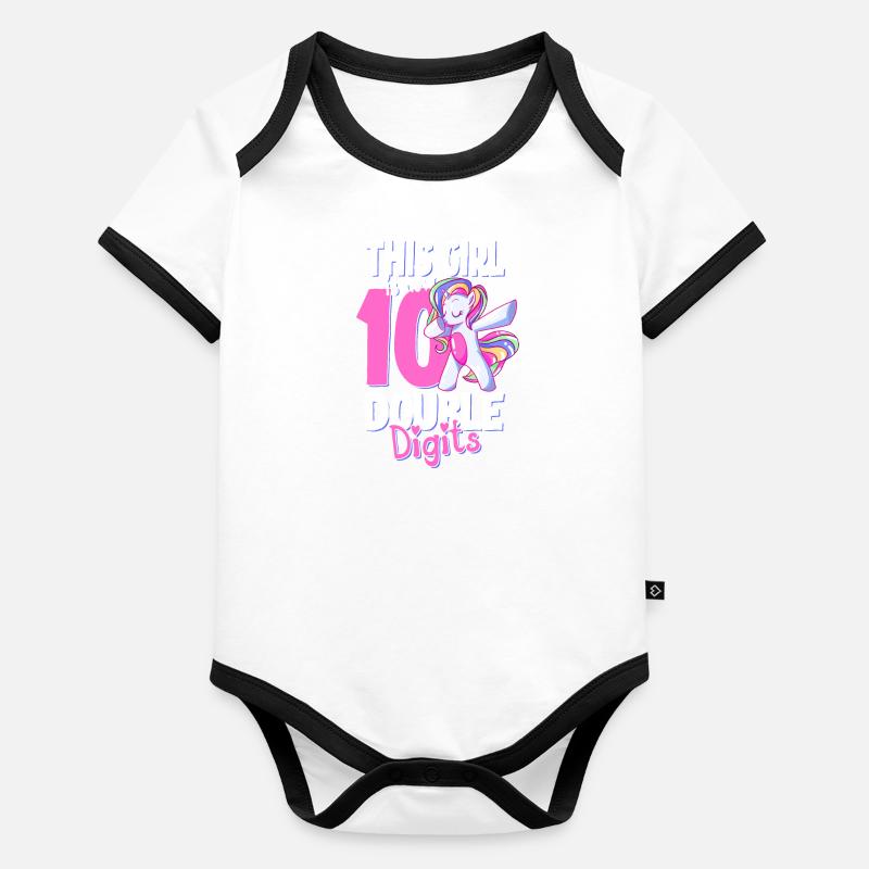 10. Geburtstag Mädchen Baby Bio-Kurzarm-Kontrastbody