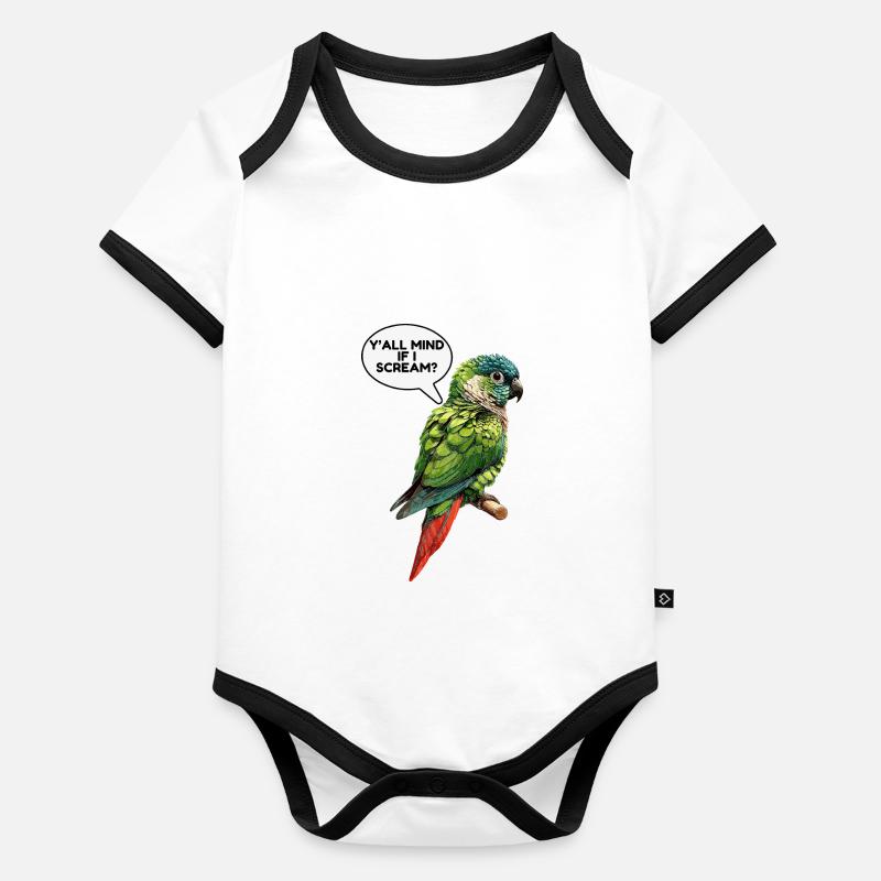 Grünwangiges Conure-Meme Baby Bio-Kurzarm-Kontrastbody