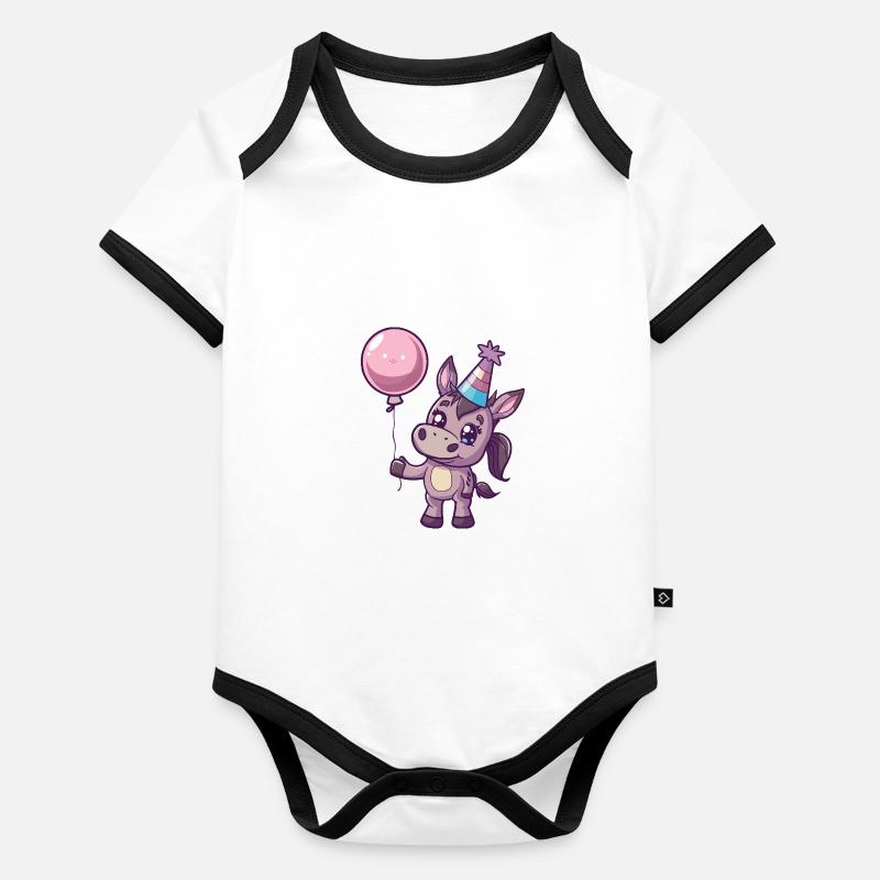 Esel Geburtstag Baby Baby Bio-Kurzarm-Kontrastbody