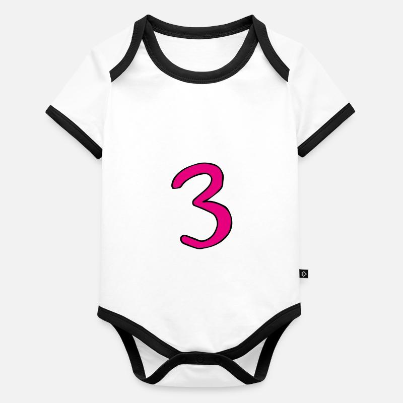 3 en rose Body Bébé bio contrasté manches courtes