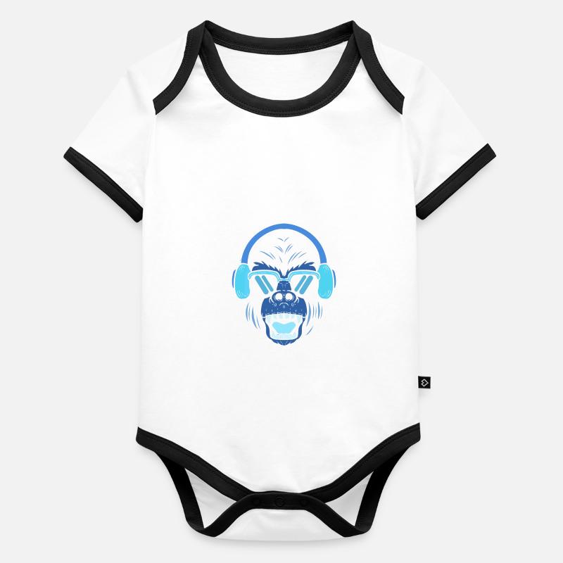 80er Gorilla Discjockey Geschenk Baby Bio-Kurzarm-Kontrastbody