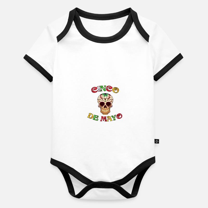 Célébrez le Cinco de Mayo avec un crâne vibrant Body Bébé bio contrasté manches courtes