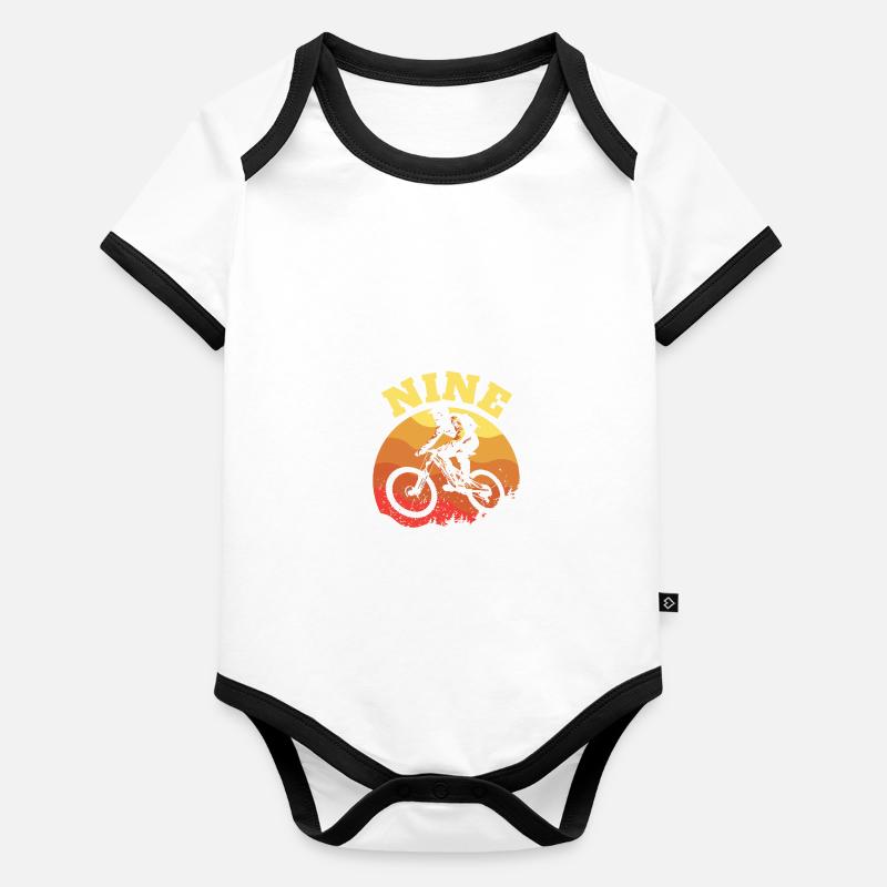 Turning 9 Mountain Bike Theme BMX Lover 9th Baby Bio-Kurzarm-Kontrastbody