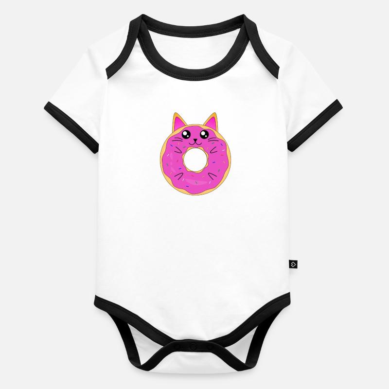 süße Donut Katze Baby Bio-Kurzarm-Kontrastbody