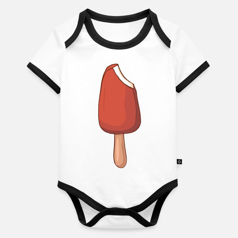 Crème glacée, crème glacée, crème glacée, crème glacée, boule, crème glacée, sundae Body Bébé bio contrasté manches courtes