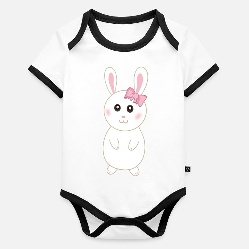 Rabbitette cute white rabbit Organic Baby Contrasting Bodysuit