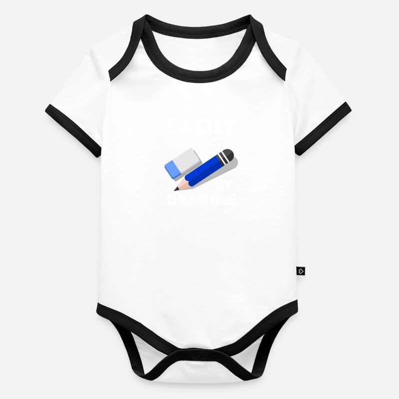Distrait par le dessin Funny Hobby Illustrator Body Bébé bio contrasté manches courtes
