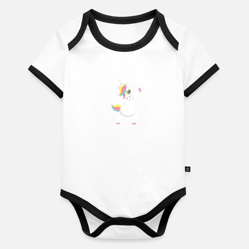 licorne Body Bébé bio contrasté manches courtes