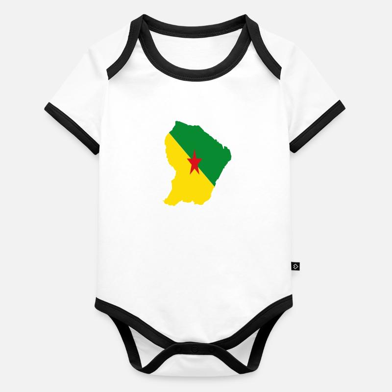 Carte drapeau Guyane 973 Body Bébé bio contrasté manches courtes