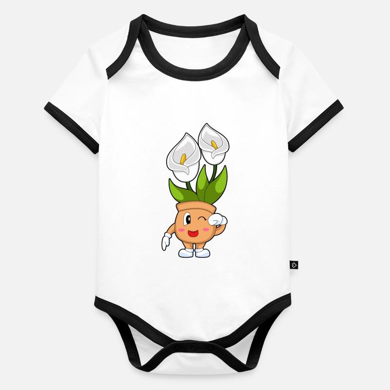 Pot de fleurs Calla-Lily Fleurs Body Bébé bio contrasté manches courtes