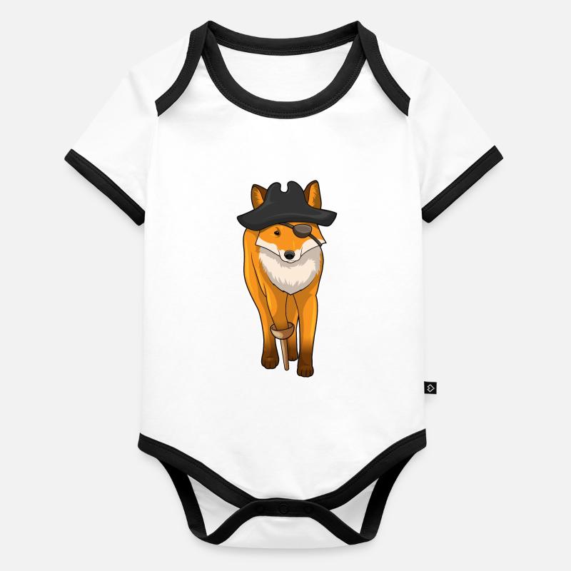 Fox Pirate Eye Patch Body Bébé bio contrasté manches courtes