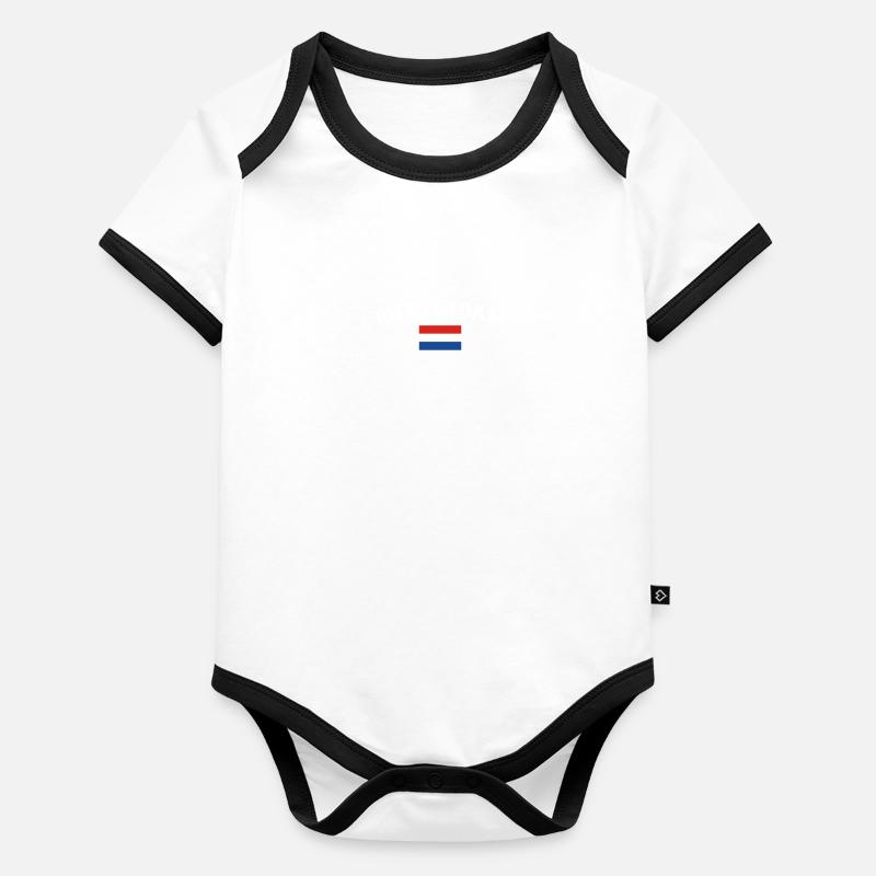Rotterdam, Pays-Bas, drapeau néerlandais Body Bébé bio contrasté manches courtes