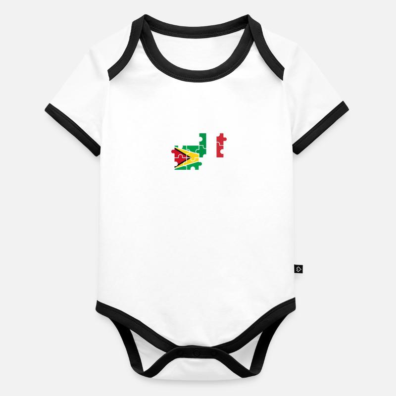 Drapeau de la Guyane, Italie, Guyanais Body Bébé bio contrasté manches courtes