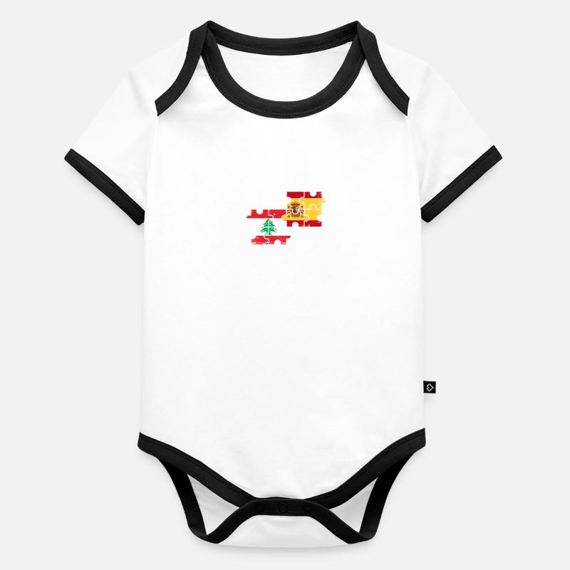 Liban Espagne Vintage drapeau espagnol libanais Body Bébé bio contrasté manches courtes