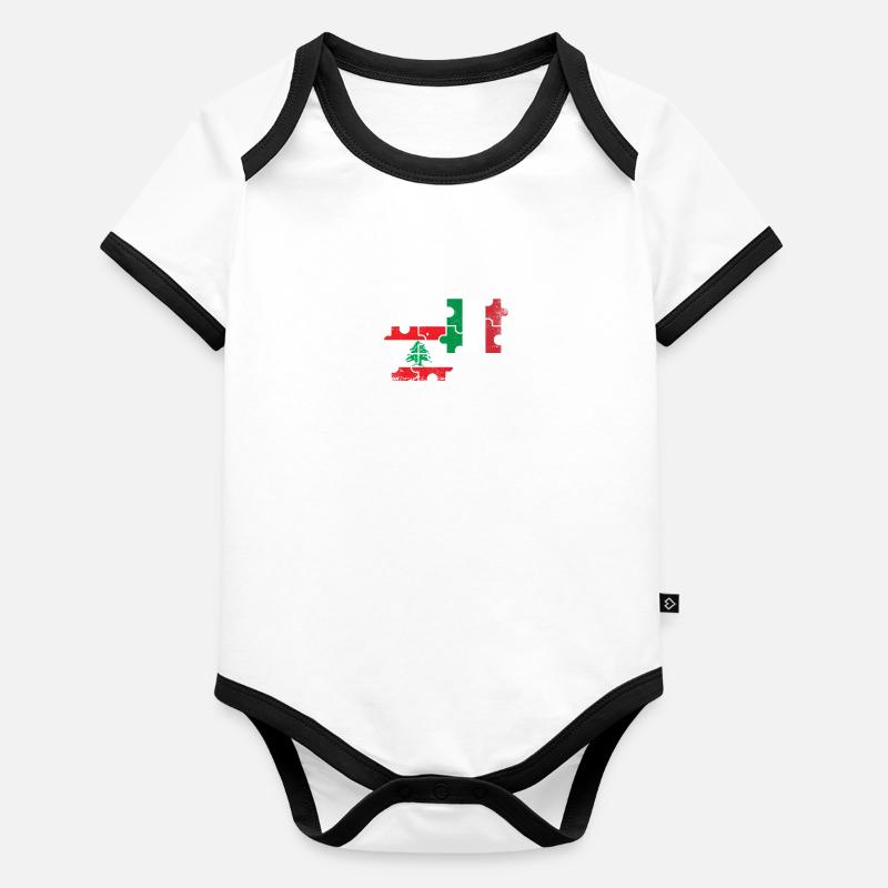 Liban Italie Vintage Drapeau Libanais Body Bébé bio contrasté manches courtes