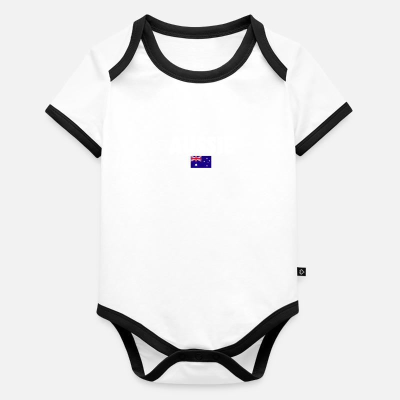 Aussie Australia Australian Flag Australian Organic Baby Contrasting Bodysuit