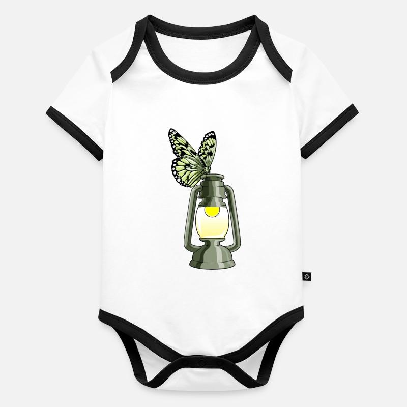 Schmetterling Laterne Baby Bio-Kurzarm-Kontrastbody