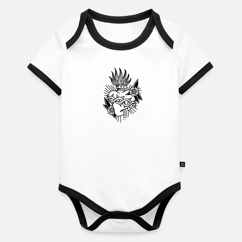 Style Sacré Coeur Body Bébé bio contrasté manches courtes