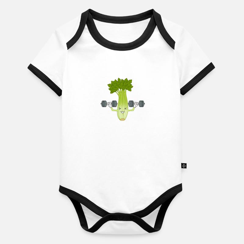 Exercice de musculation Ironic Leek Leek Gym Body Bébé bio contrasté manches courtes