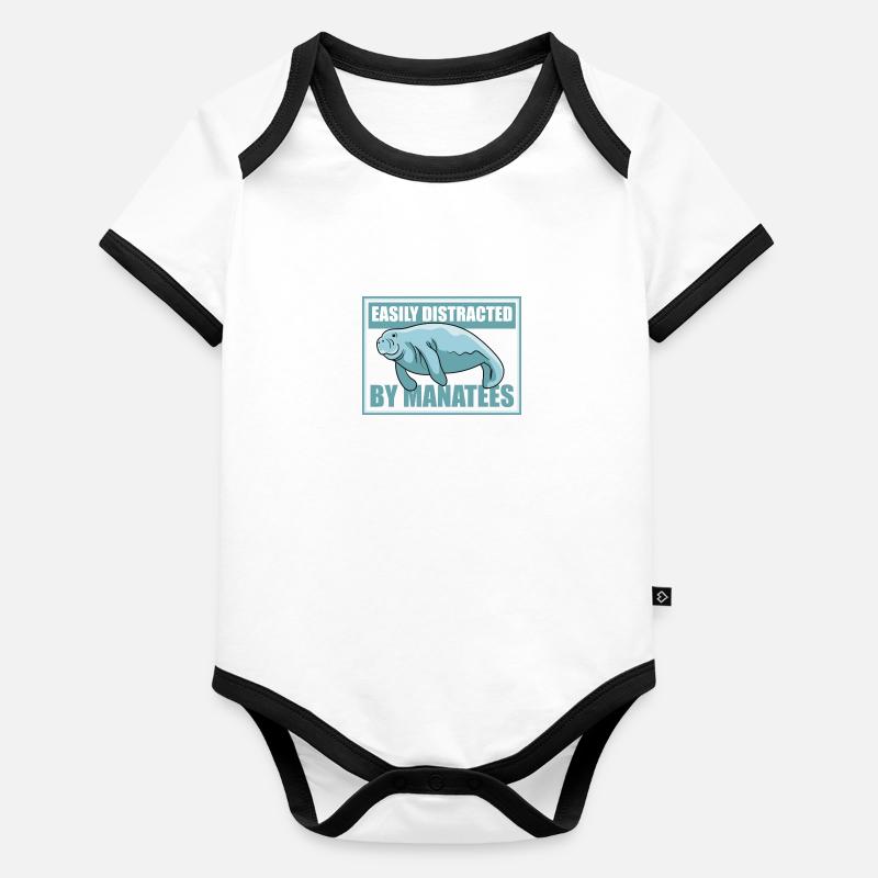 Distracted by Manatees Cute Manatee Funny Sea Organic Baby Contrasting Bodysuit