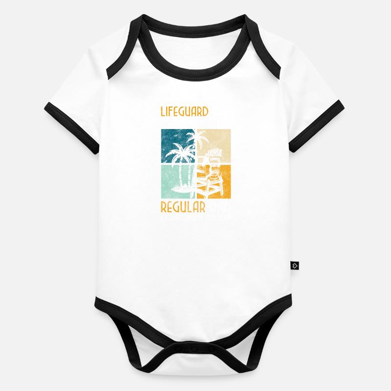 Rettungsschwimmer Meer Wasser Strandkorb Baby Bio-Kurzarm-Kontrastbody