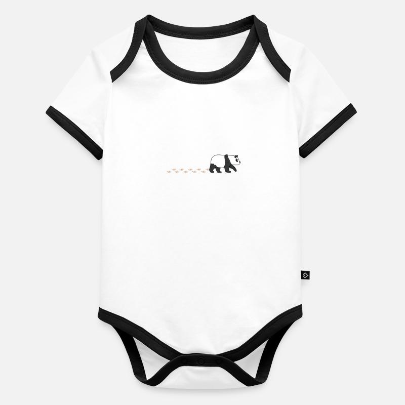 Adorable panda se dandinant Body Bébé bio contrasté manches courtes