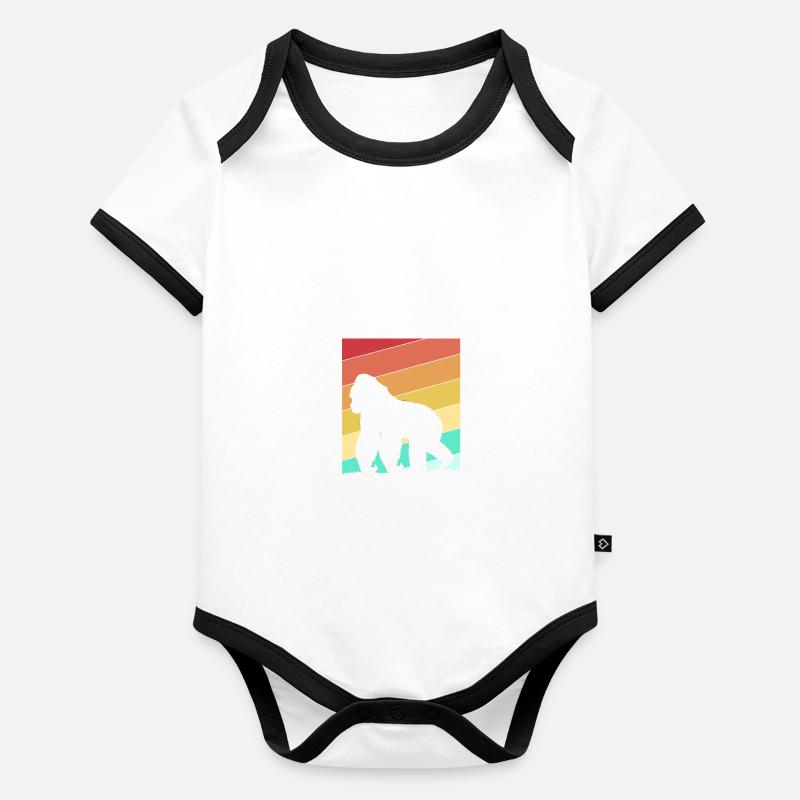 Gorille Body Bébé bio contrasté manches courtes