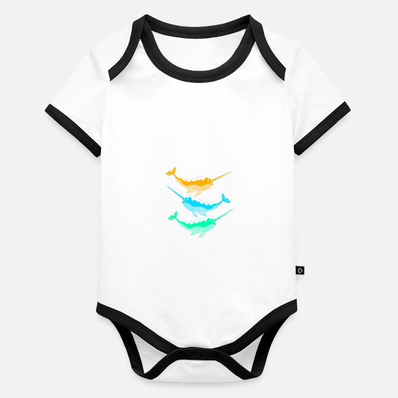 Narval Body Bébé bio contrasté manches courtes