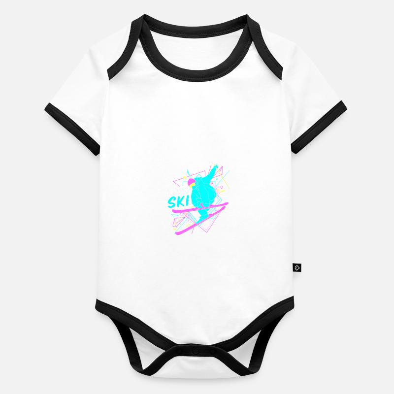 Séjour ski ski Body Bébé bio contrasté manches courtes