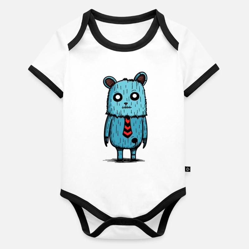 Ours d’affaires bleu Body Bébé bio contrasté manches courtes