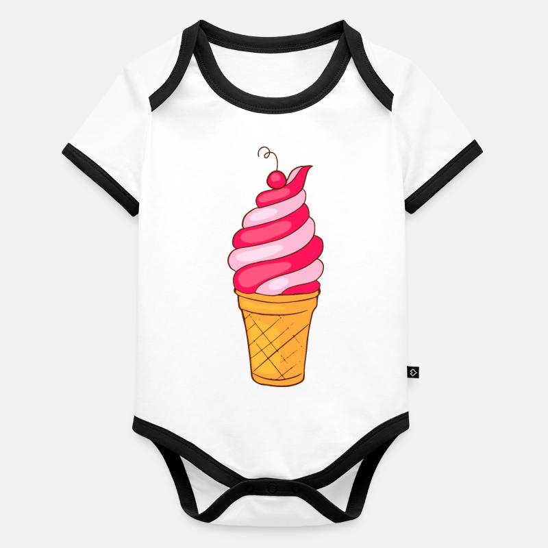 Crème glacée, crème glacée, crème glacée, crème glacée, boule, crème glacée, sundae Body Bébé bio contrasté manches courtes