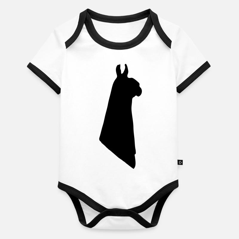 Lama Alpaka Silhouette Origami Geschenk Baby Bio-Kurzarm-Kontrastbody