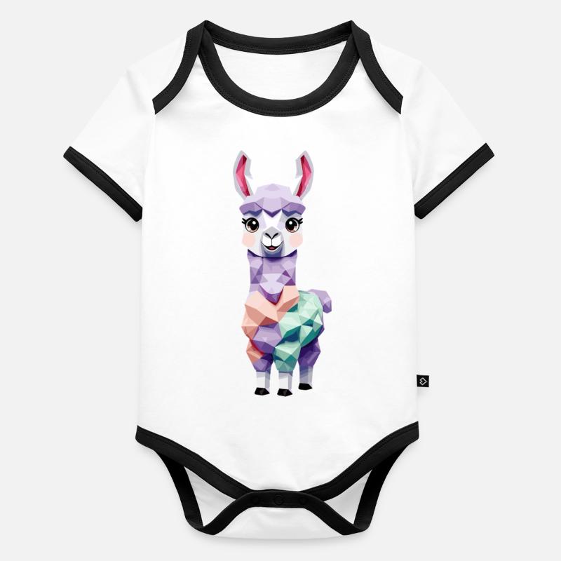 Mignon lama alpaga polygone Body Bébé bio contrasté manches courtes